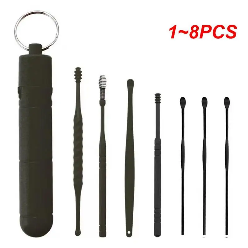 

Набор инструментов для чистки ушей из нержавеющей стали, ложка для удаления ушного воска, ухочистка, 1-8 шт.