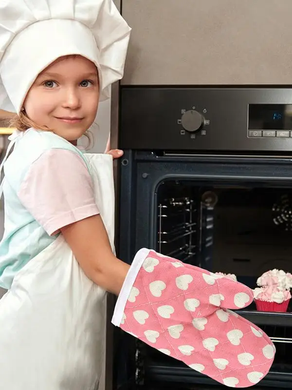 Cute printed Pattern Kids Oven Mitts Heat Resistant Cooking Mitts Anti Scald Baking Gloves Children's Kitchen Microwave Gloves