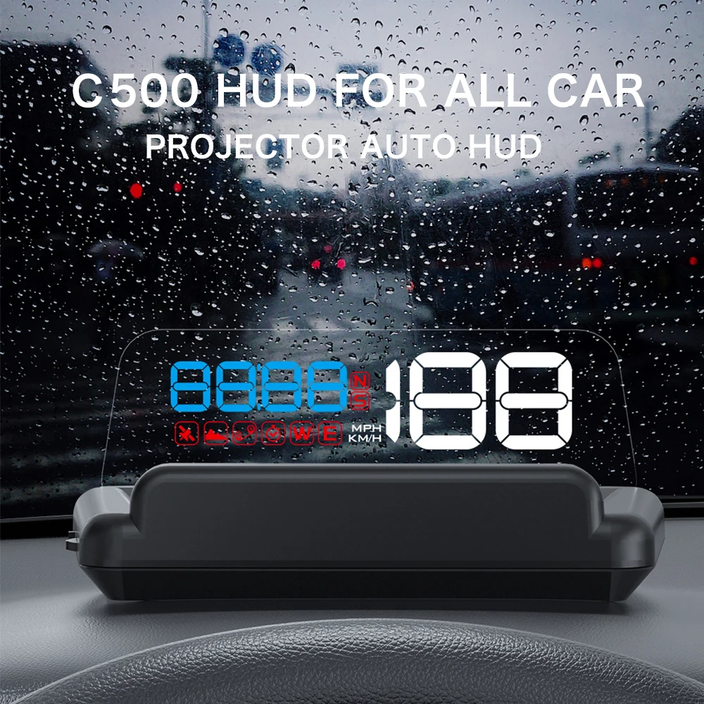 Geyiren Hud Display Car C500 Obd2 Gps Head-up Display Eobd Windshield Auto  Speedometer Projector Digital Accessories For All Car - Head-up Display -  AliExpress