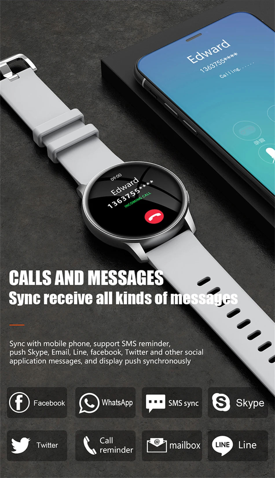 KALOSTE New Smart watch Men 360*360 AMOLED Full Touch Sport Fitness Tracker Women Smartwatch Clock Man For Huawei Xiaomi apple