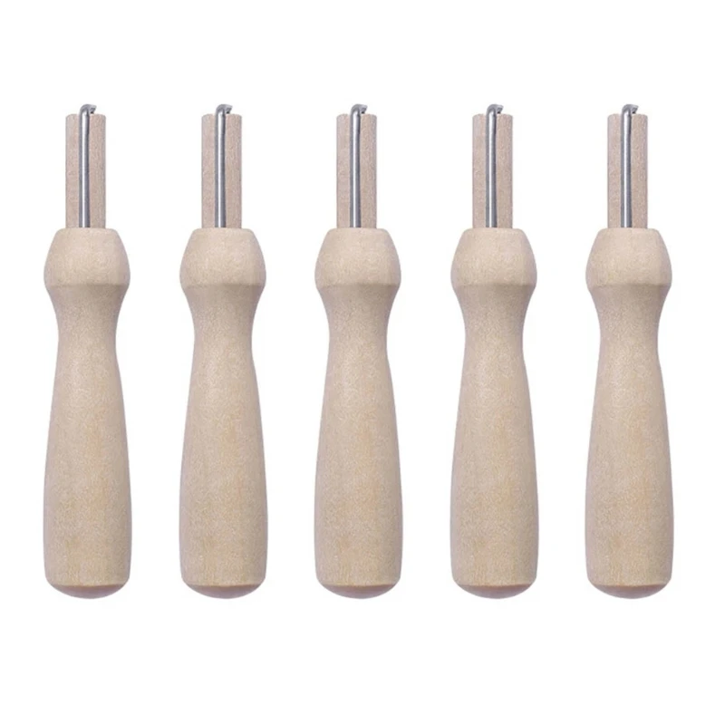 5 Pieces for Creative Felting Needle Wooden Handle Holder with Poking Felting Ne