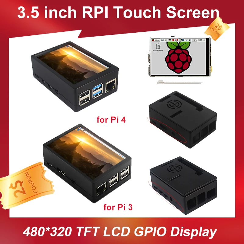 

3,5 дюймовый сенсорный экран для Raspberry Pi 3 TFT LCD 480*320 GPIO дисплей монитор ABS чехол охлаждающий вентилятор для Raspberry Pi 4 Model B 3B + 3B