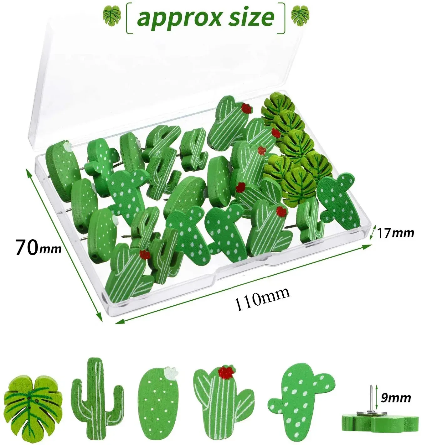 20/30/50pcs Cactus Shaped Thumb Tacks push pins Decorative Drawing Pins Office Supplies Push Pins Wooden For Cork Boards Photo Wall Nail