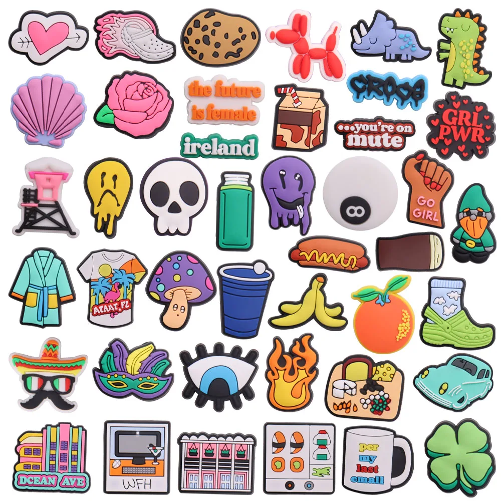 

Wholesale 50pcs Shoe Charms Dinosaur Octopus Orange Flower Accessories PVC Shoe Decoration DIY For Croc Jibz Fit Wristbands