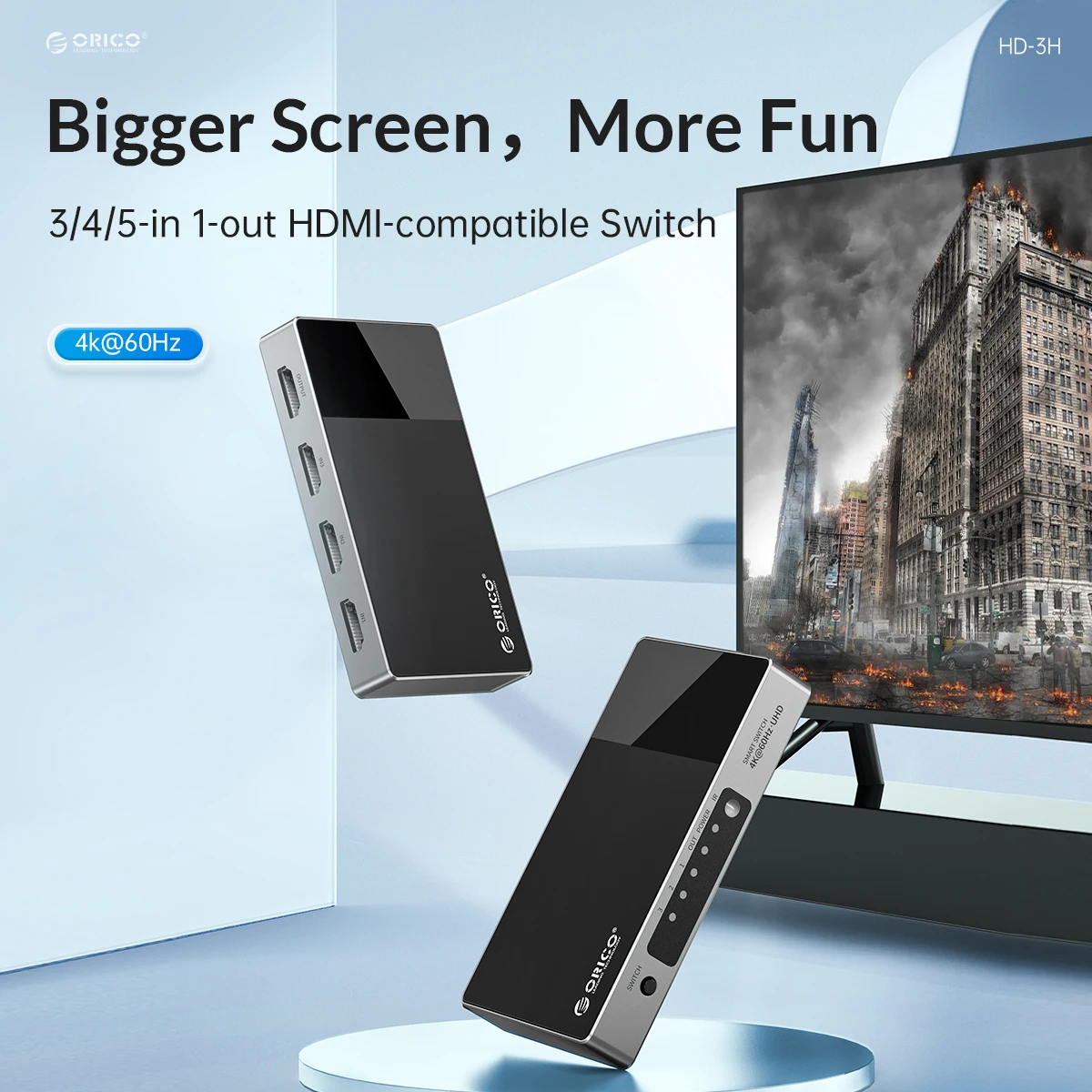 ORICO-USB  HDMI ȣȯ 2.0 ġ, 3  1 ˷̴ ó, 4k @ 60HZ, TV PS5 Xbox PC ̾ ƽ, IR  