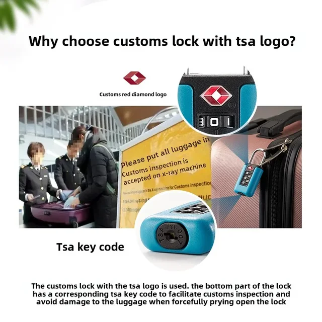 Customs Code Lock for Luggage Travel Password Changeable Black Lock Contrast Design Padlock 3 Digit Combination Lock 2