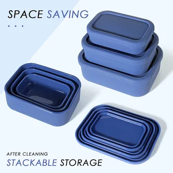 Boîte à lunch Bento étanche réutilisable contenant de préparation de repas sans Bisphénol a boîte à Bento en silicone pour enfants, adultes, adolescents 1