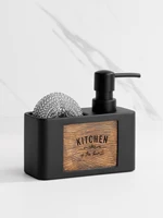 Kitchen Soap Dispenser with Sponge Holder Liquid Hand and Dish Soap Dispenser and Spong Caddy Black and White 1