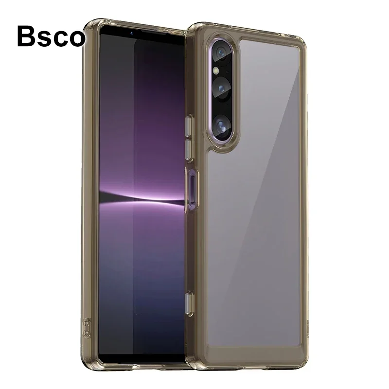 

Solid Color Style Clear Hard Acrylic Phone Casing For Sony Xperia 1 V 5G Shockproof Back Cover