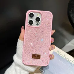 Radiant Rhinestone Glitter Phone Case - Shiny Bling Shockproof Cover - iPhone 15 Plus (Pink)