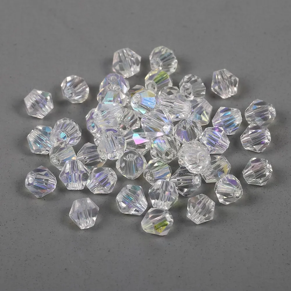Shimmering AB Glass Bicone Beads – 200Pcs