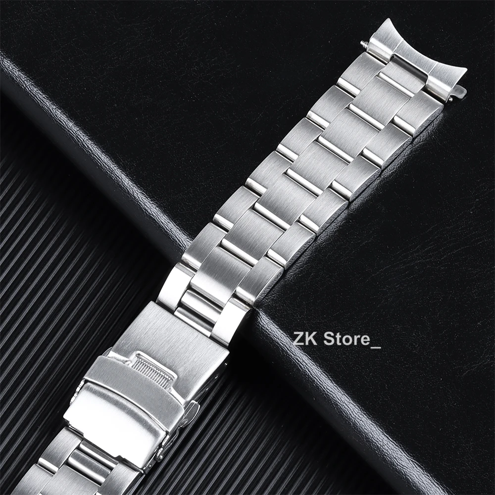Men's Curved End Stainless Steel Watch Bracelet - Premium Metal Strap, 20mm/22mm