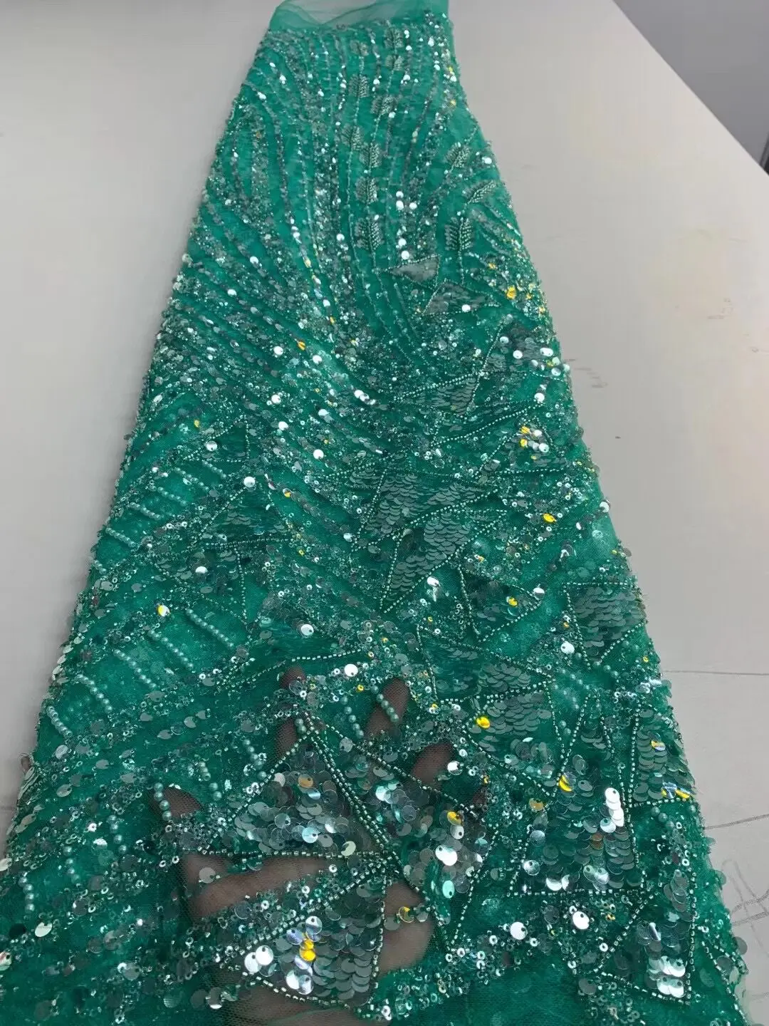 

Beads Lace French Sequins Lace Fabrics African SYJ-1210284 Beaded Lace Fabric for Evening Dresses