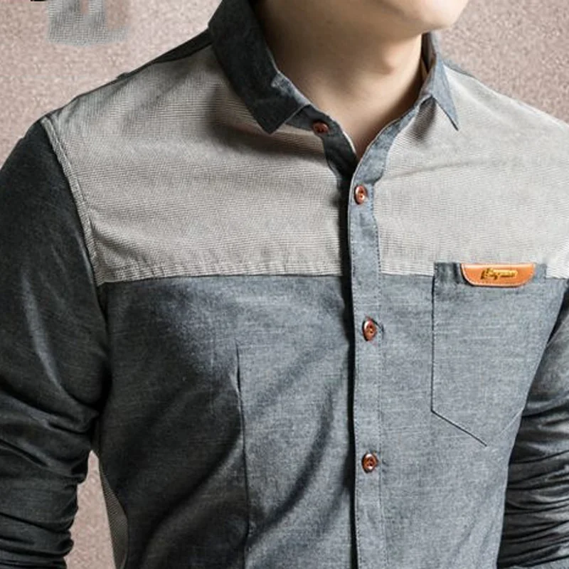 2023 Spring Autumn New Cowboy Shirt Man Turn-down Collar Long Sleeve Single Breasted Cardigan Korean Slim All-match Pocket Tops