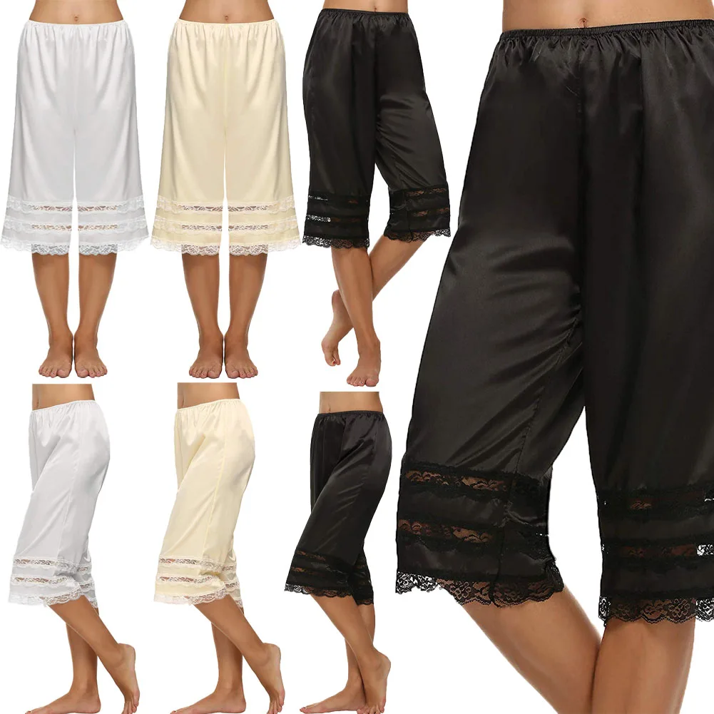 Summer Lady Silk Knit Underwear Underwear Fashion Solid Color Sexy Lace Loose Comfort Pajamas Pants Home Clothing Cropped Pants_ecoleips.com