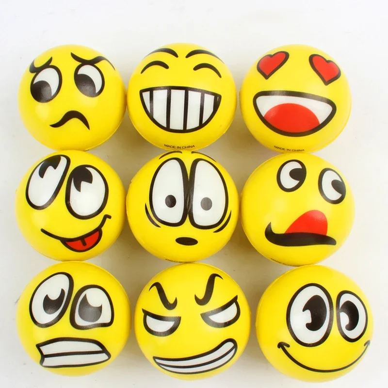 6Pcs/lot 6.3cm Smile Face Foam Ball Squeeze Stress Ball Relief Toy Hand Wrist Exercise PU Toy Balls For Children 2