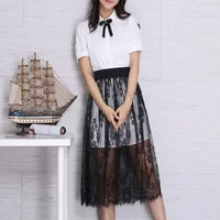 Jupon en dentelle florale anti-transparence pour Cheongsam, jupon en maille taille haute, doublure de robe streetwear pour femme 5