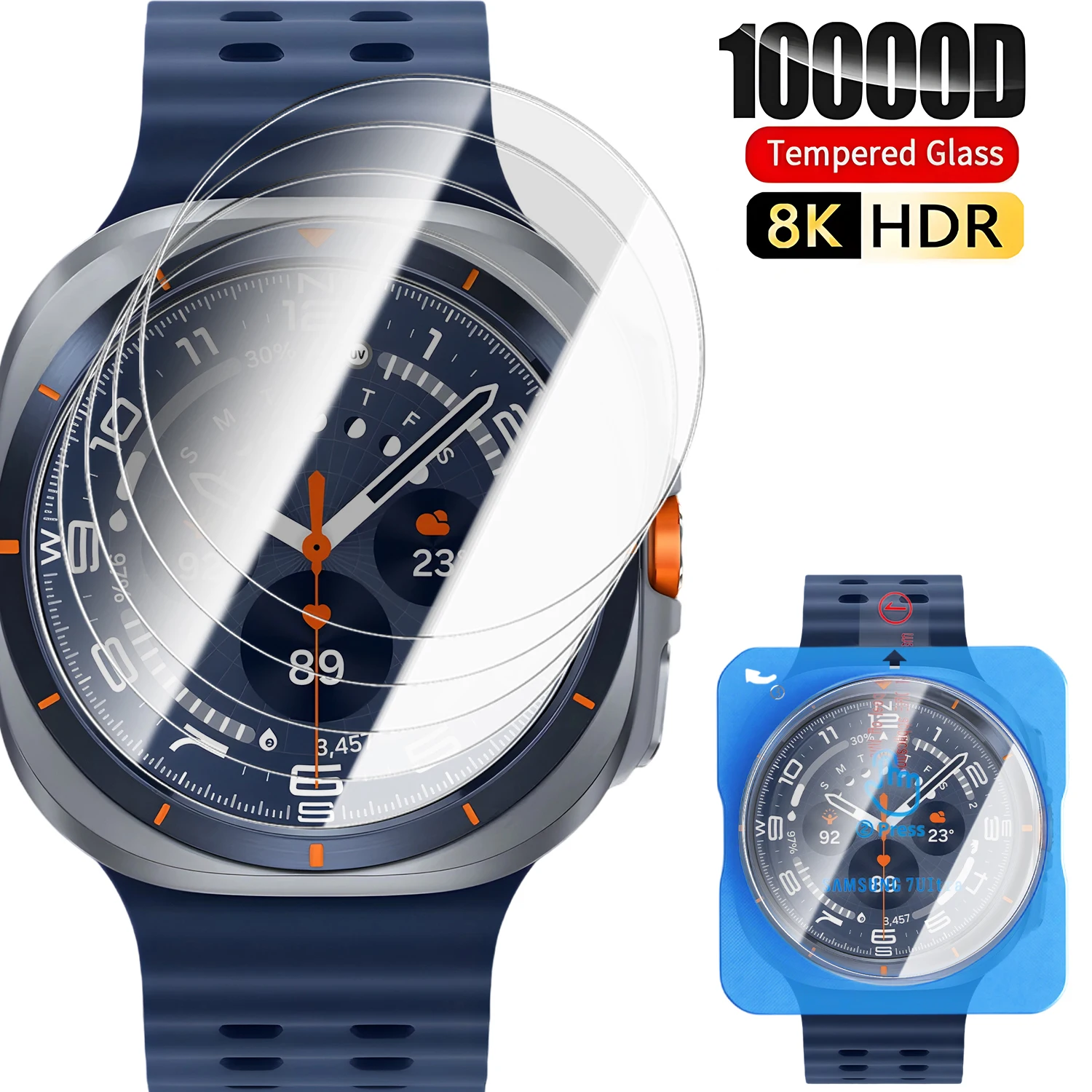 Tempered Glass Screen Protector with Auto Alignment Kit for Smartwatches (1-4 Pack)