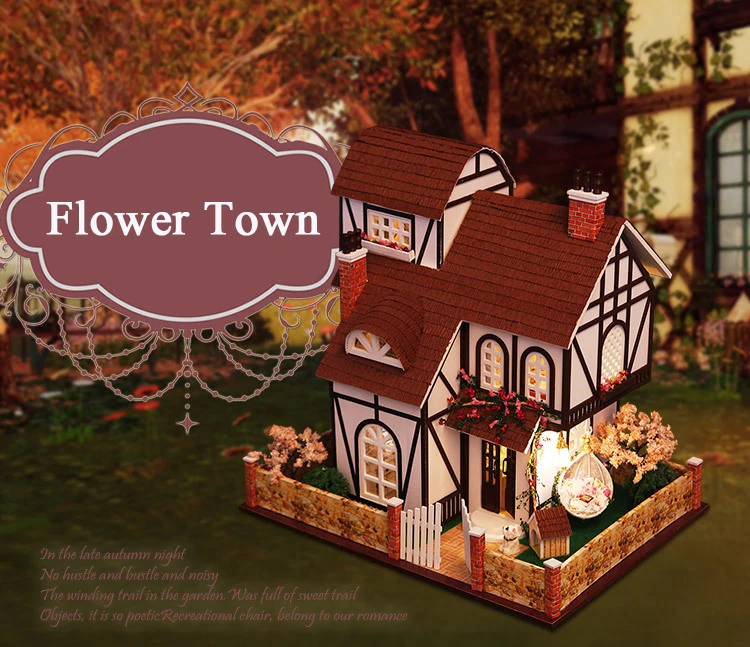 Flower Town DIY Wooden Dollhouse Kit