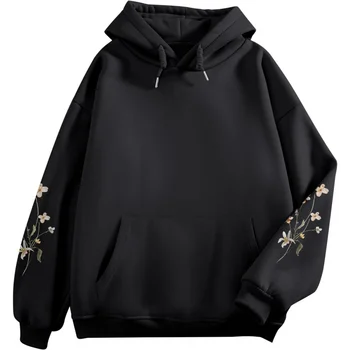 2025 جودة عالية موضة العشب ليليوم الأزهار طباعة هوديي الرجعية الكلاسيكية نمط الأزهار البلوز شخصية متعددة الاستخدامات 2