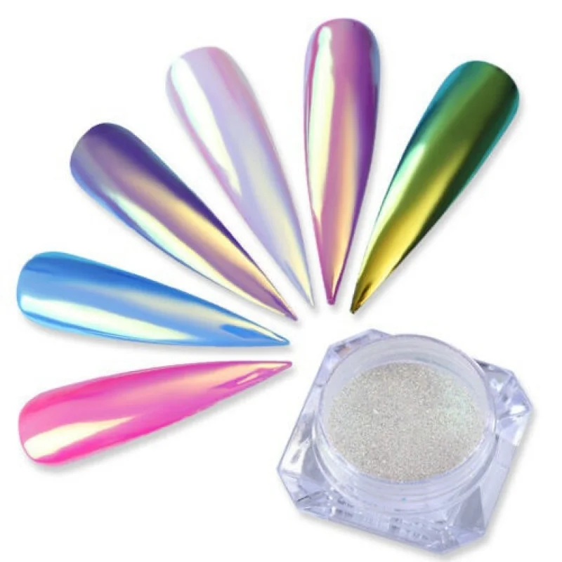 Aurora Nail Powder Mirror Effect Chrome Nail Art Mermaid Rainbow nail powder nail powder set reflective powder