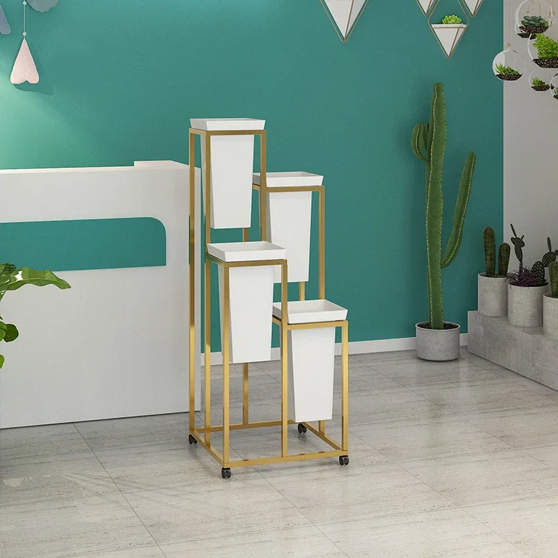 Nordic Multi-storey Mobile Iron Art Plant Stand Flower Shop Display Rack Home Living Room Balcony Pot Holder For Plants