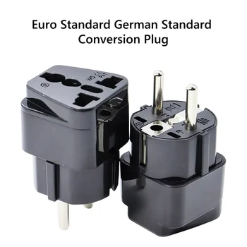อะแดปเตอร์แปลงไฟ 2 in 1 แบบ Universal สำหรับ UK US EU IL ปลั๊ก US เป็น EU สีดำ/ขาว อะแดปเตอร์สำหรับเดินทางนิวซีแลนด์ ออสเตรเลีย ปลั๊กไฟ CE 1 ชิ้น 1