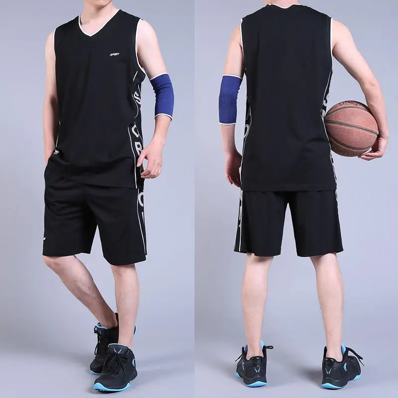 2023 New Summer Sports Set Men's Running Fitness Casual Loose Tank Shorts Large Blue Ball Suit Sweat-absorbing And Breathable