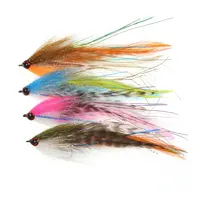 #2/0 15cm/5.91inch Big Streamer Baitfish Fly Flash Grizzly Saddle Hackle Bait Trout 12