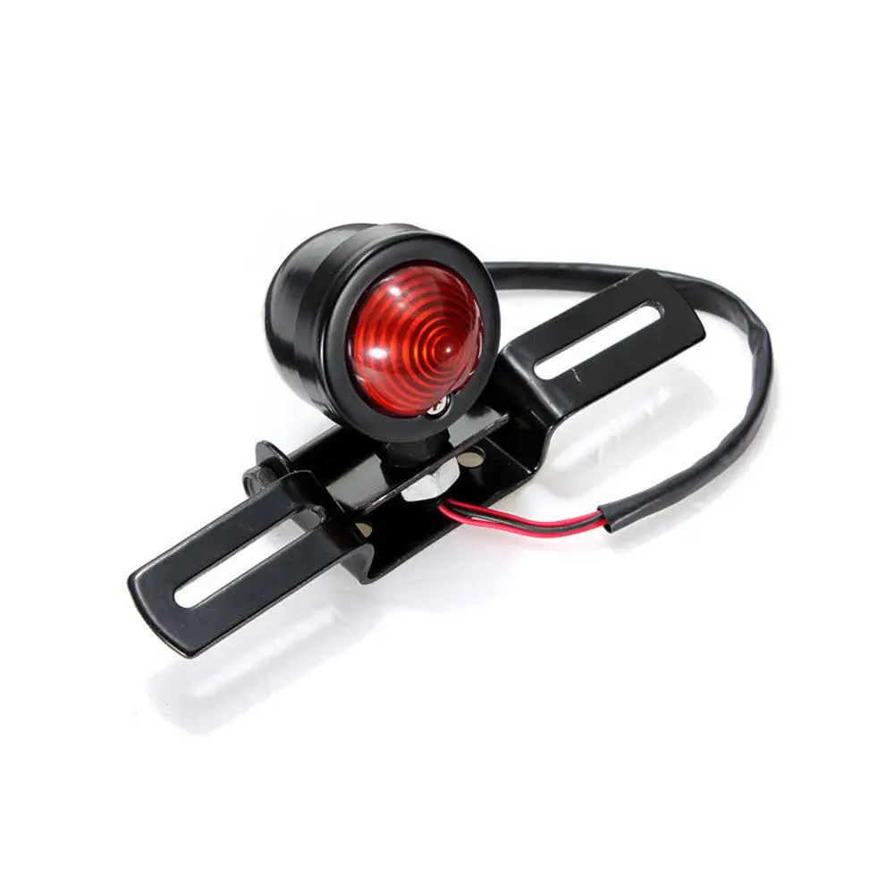 

12V Universal Motorcycle Retro Red Rear Tail Brake Stop Light Lamp W/ License Plate Mount Waterproof Moto Signal Lamp Accessory