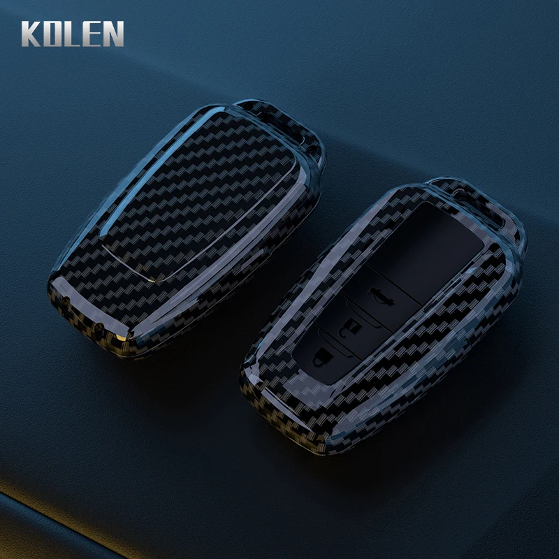 ABS Carbon Fiber Car Key Case Cover Protector Shell Accessories For Toyota Prius Camry Corolla CHR C-HR RAV4 Land Cruiser Prado