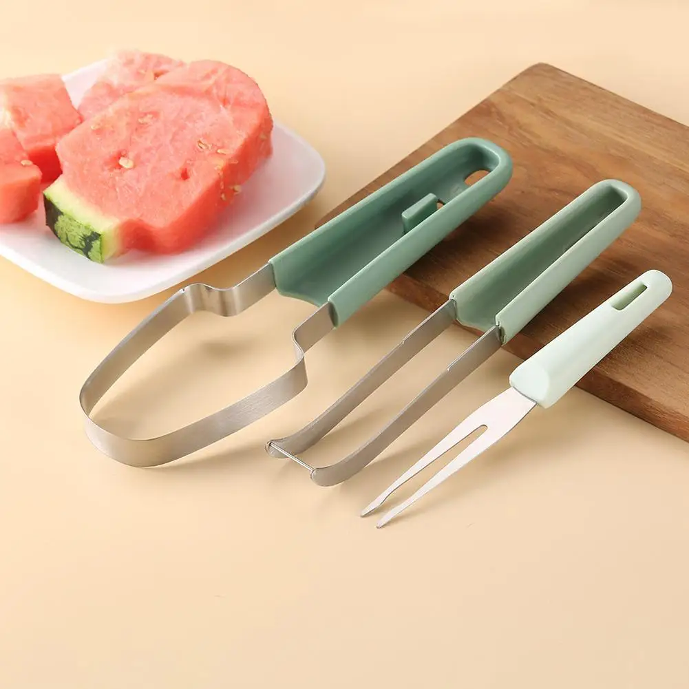 3-in-1 Watermelon Cutter Fruit Carving Knife Multi-functional Melon Fork Slicer Tool For Camping Kitchen Gadgets For Summer