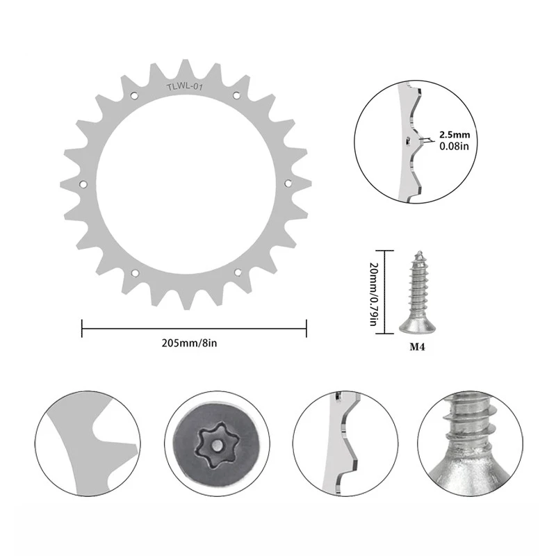 1 Set Roboter-Rasenmäher-Spikes für Worx Landroid S/M/L Rasenmäher-Roboter, Radspikes 205mm/225mm, verzinkt – Detail 1