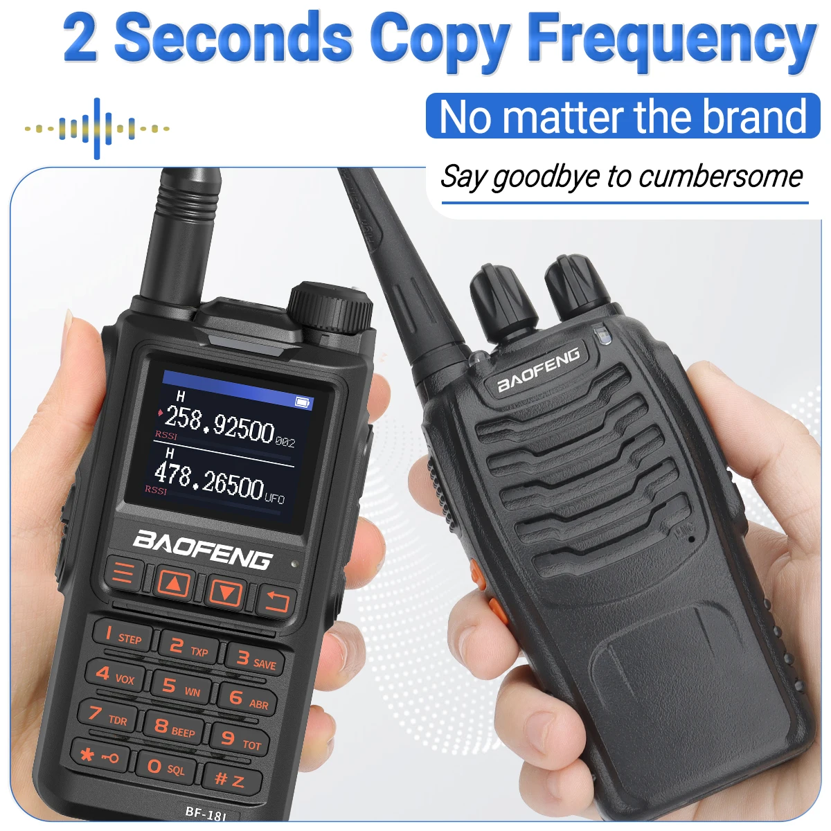 Baofeng BF-18L Walkie Talkie Tri Band Wireless Copy Frequency 999CH NOAA Long Range Type-C VHF UHF Portable Ham Two Way Radio 3