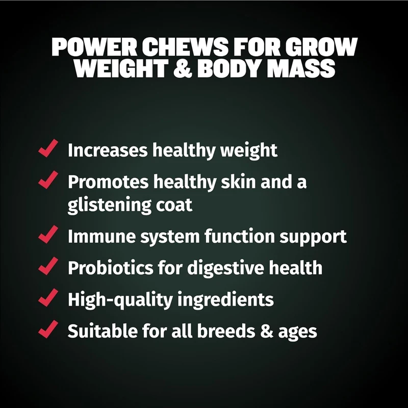 2X BULLY MAX Power Chews For Dogs, Increase Strength, Muscle, Weight Gain 2-in-1 Performance Health Supplement Weight Gainer