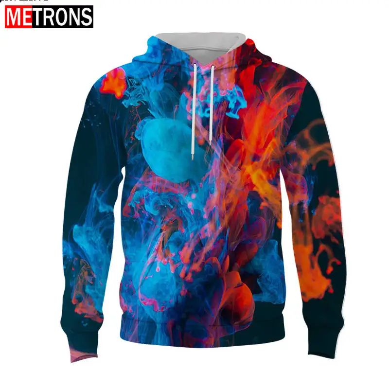 

Fashion Spring And Autumn Season Colorful Stripe Printing Men's Hooded Long Sleeve Top Men's Sportswear Casual Loose Long Sleeve