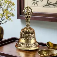 Tibetan Brass Ritual Bell, Buddhist Vajra Hand Bell for Meditation Altar, Antique Exorcism Wind Chime Pocket Pendulum Decoratio - Image 2