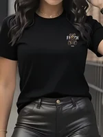 summer Graphic T-Shirt Short Sleeve Crew Neck with Soft Comfortable Spring Women's Light Blue Casual Teddy Bear - Image 3