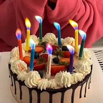 Bougies multicolores colorées pour fête d'anniversaire, 6/12 pièces, bougies multicolores colorées pour mariage, flammes sûres, décoration de gâteaux et desserts 1