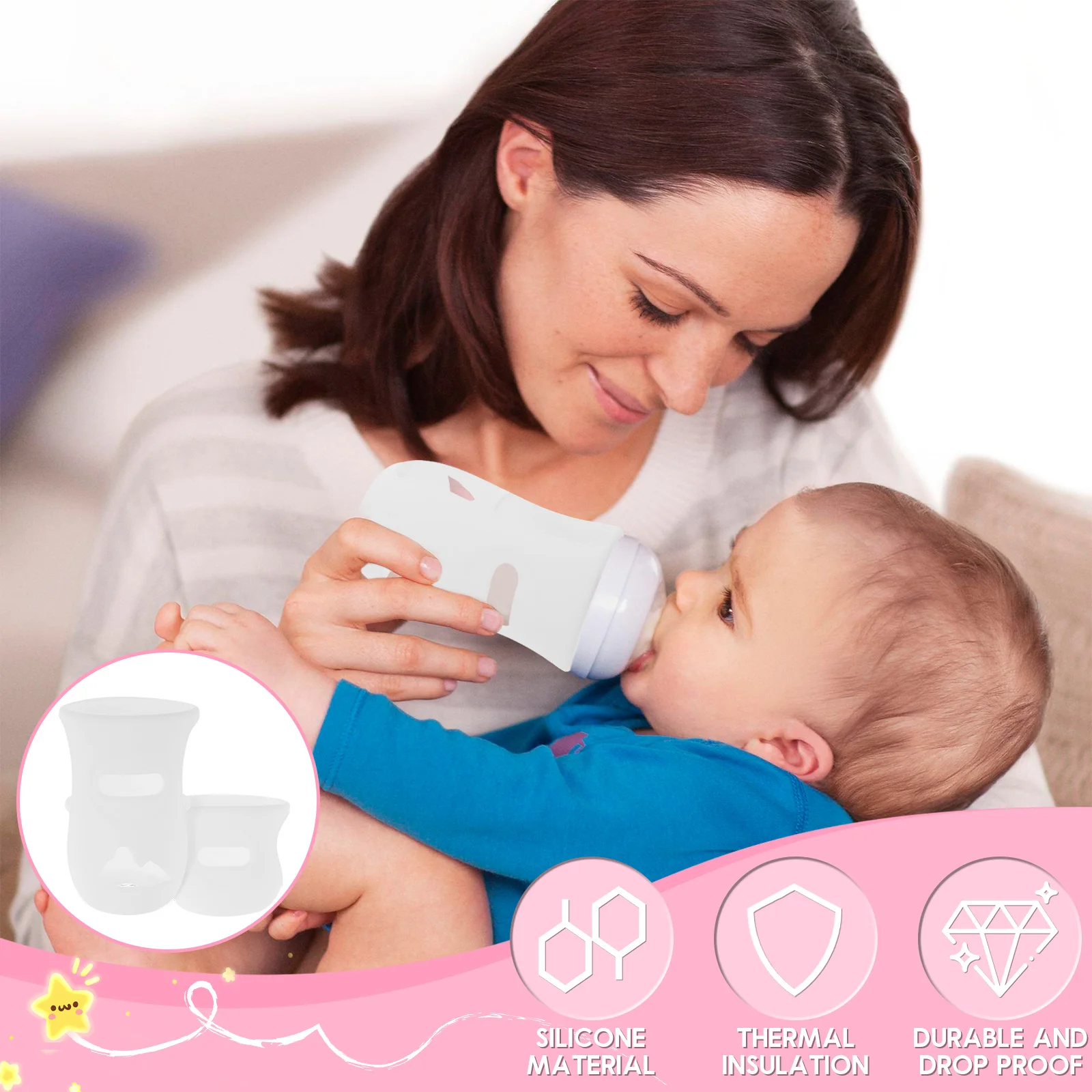 Silicone Sleeves Silicone Baby Bottle Cover Insulated Glass Bottle Compatible with AVENT Glass Natural Baby 4/8Oz
