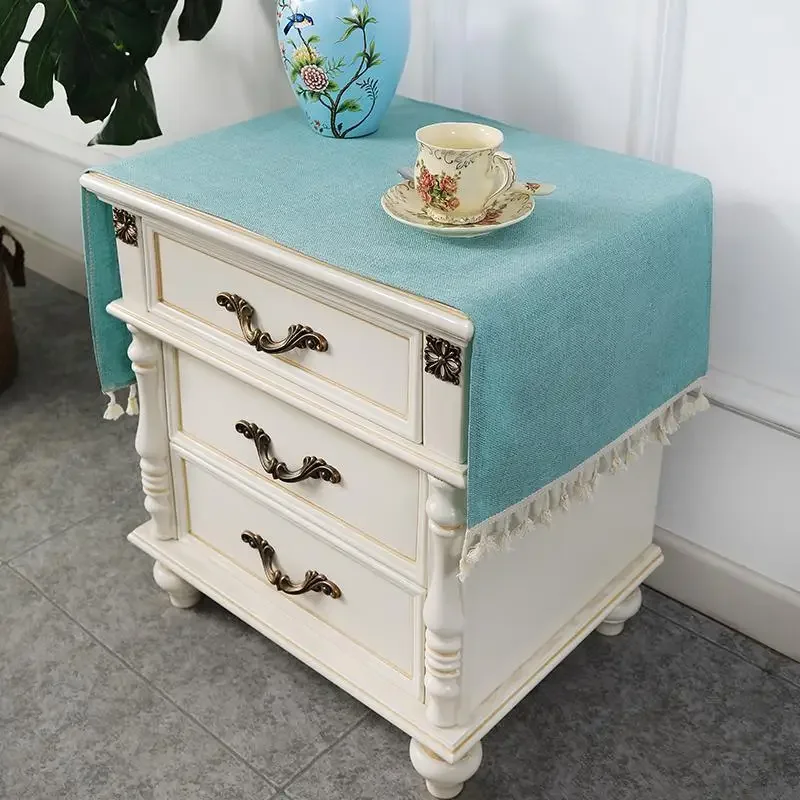 

2024 Printed bedside table household high-end tablecloth yellow