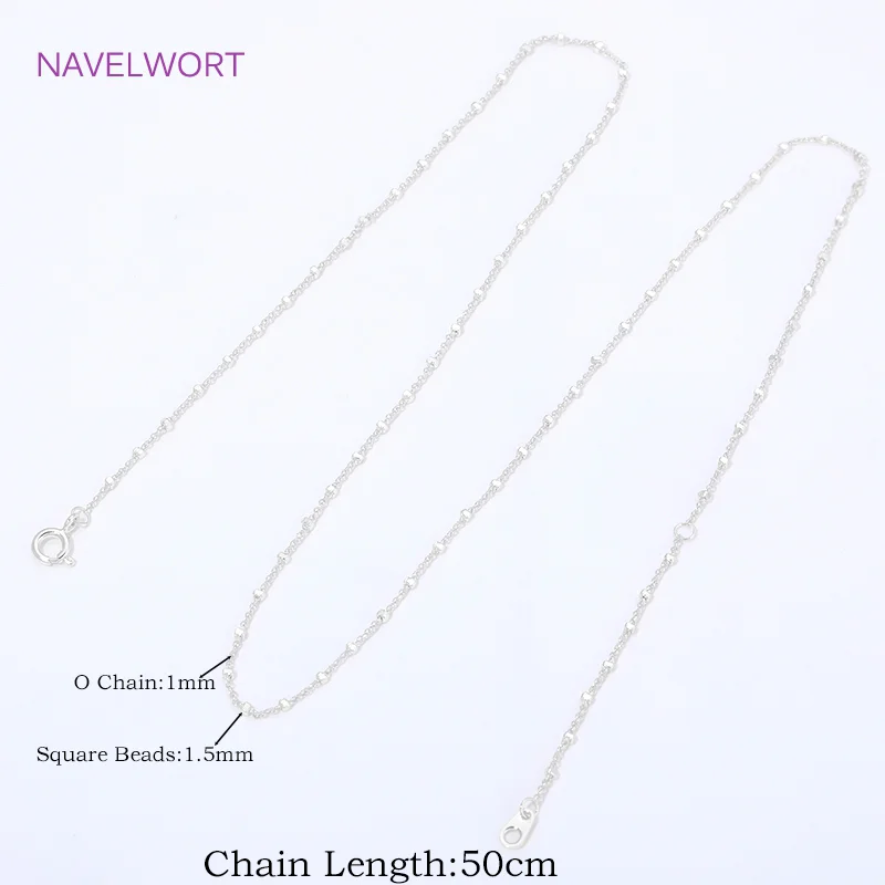 Elegant 18K Gold Plated Square Beads Necklace Chain with Spring Clasp