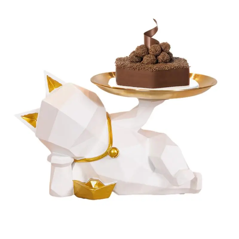 

Cat Storage Statue Modern Resin Cat Tray Statue Animal Sculpture Table Decoration Entrance Keys Bowl Desk Decoration Home Decor