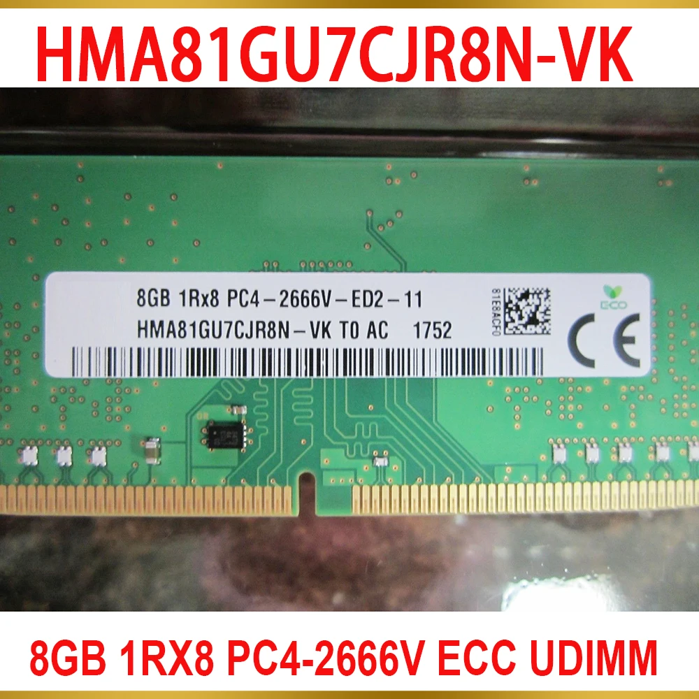1 Pcs RAM For SK Hynix 8G 8GB 1RX8 PC4 2666V ECC UDIMM Memory DDR4 2666