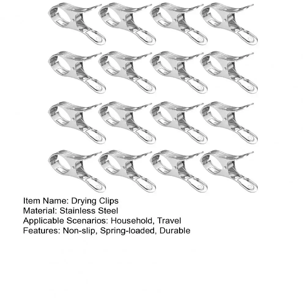 Stainless Steel Clothespins Towel Clips Metal Clothes Pins With Strong Spring Multipurpose Non-Slip Windproof Drying Clips Home