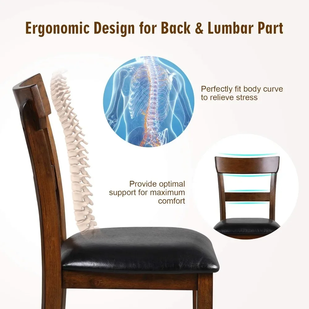 Bar Stools Set of 2, 25.5-Inch Counter Height Chair with Backrest, Foam-padded Cushion, Rubber Wood Legs, Vintage Dining Chair