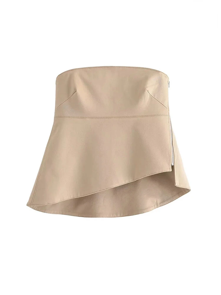 Модный женский корсет TRAF с верхней строчкой, женское Бюстье на молнии, Женский облегающий корсет, Camis Mujer