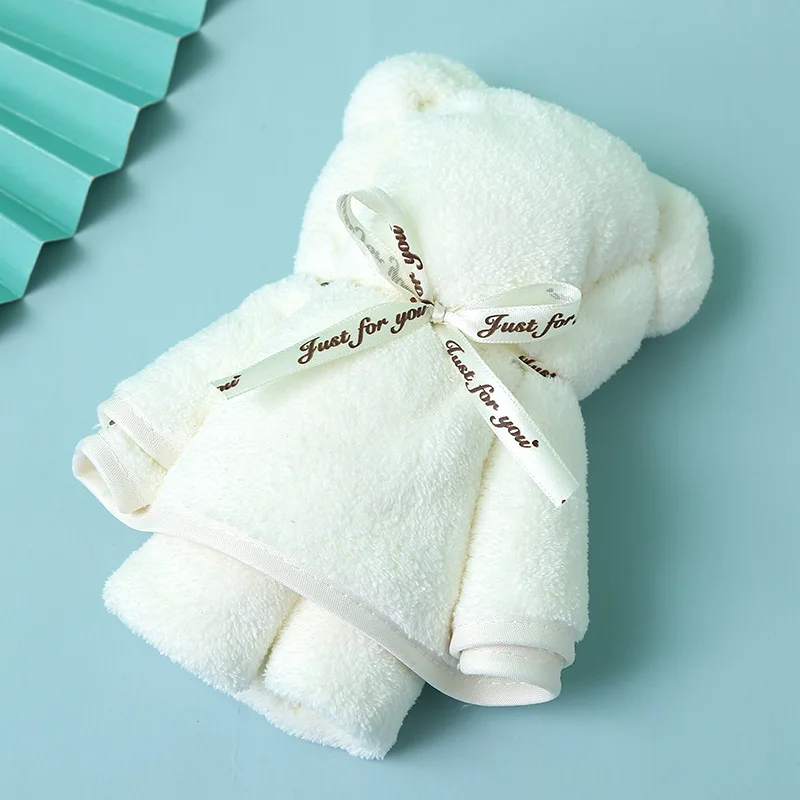 

Hot selling bear towel coral velvet creative wedding gift wash face bath towel super absorbent bath towel soft