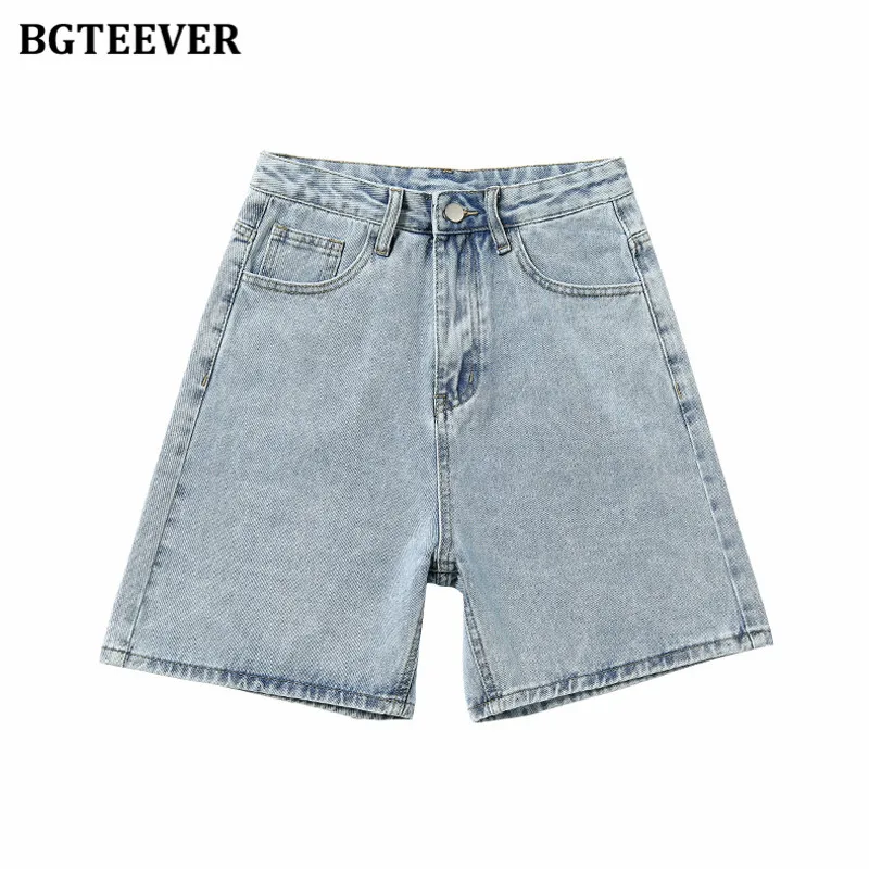 nike dri fit shorts BGTEEVER Casual Loose Women Wide Leg Jeans Shorts 2022 Spring Summer Chic Pockets High Waist Ladies Denim Shorts compression shorts