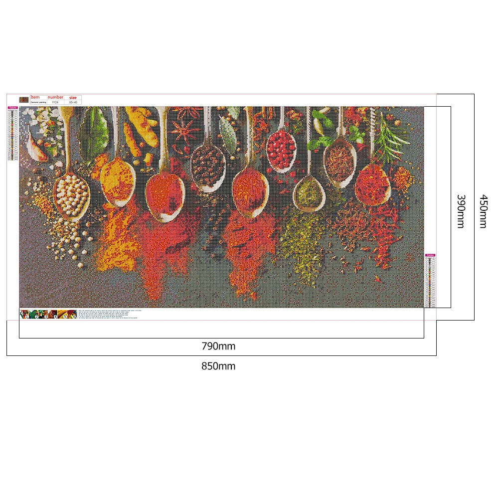 Canvas Picture Mosaic Full Round Craft Seasoning Diamond Painting Home Decor